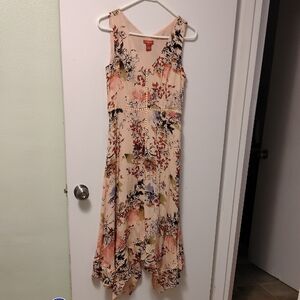 Sundance Asymmetrical Floral Dress - Cream and Pink